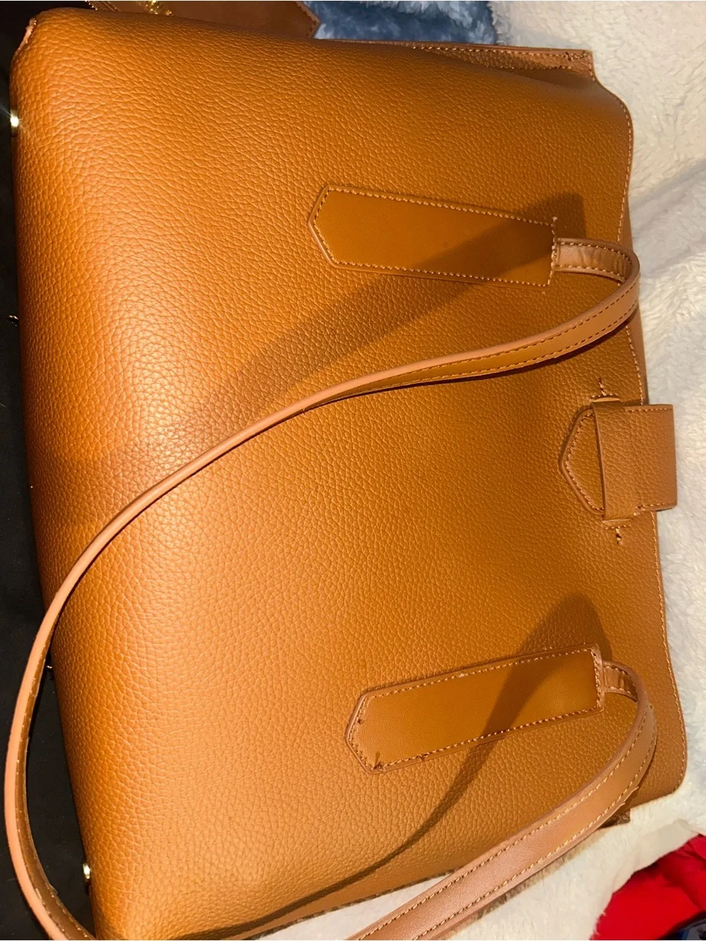 Steve Madden Cognac Pebbled Tote with Matching Wristlet